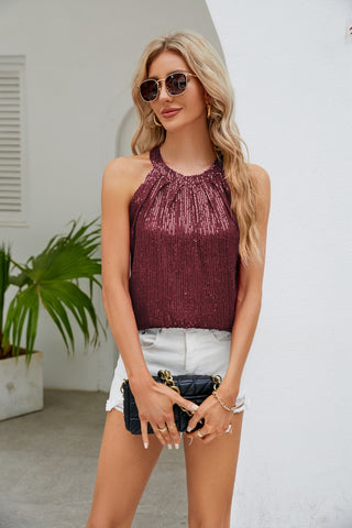Sequin Grecian Neck Tank