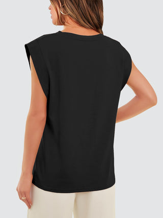 Round Neck Cap Sleeve Tank