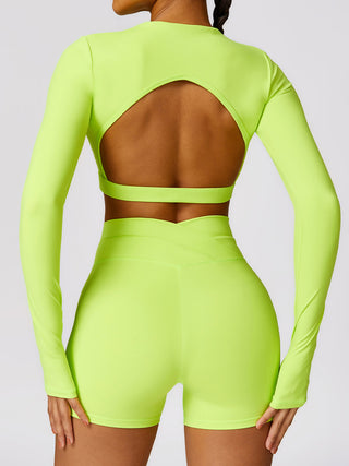 Cutout Mock Neck Long Sleeve Active T-Shirt